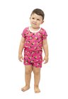 Pijama body baby curto rosa