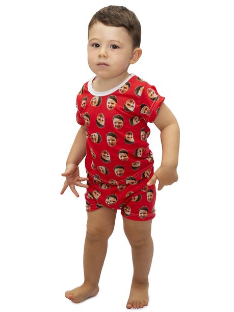Pijama body baby curto personalizado vermelho