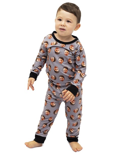 Pijama body baby longo cinza