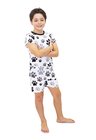 Pijama infantil divertido curto patinhas preto e branco Pijama infantil divertido curto patinhas preto e branco