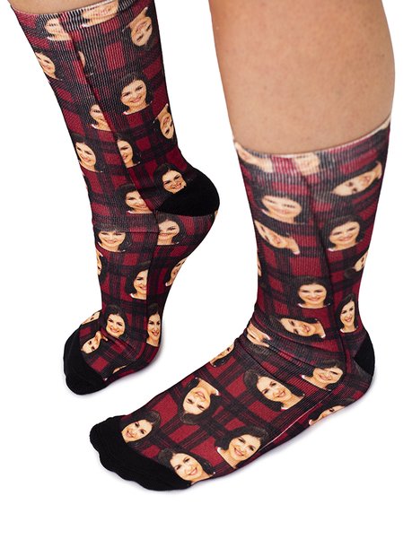 01 meia personalizada xadrez red