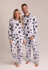 01 pijama casal longo patinhas preto e branco