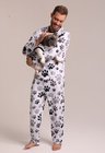 03 tal pai tal pet pijama masculino longo e roupa pet patinhas preto e branco