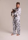 05 tal pai tal pet pijama masculino longo e roupa pet patinhas preto e branco