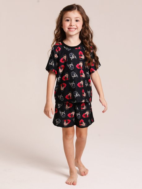 33 pijama casal personalizado com foto curto preto