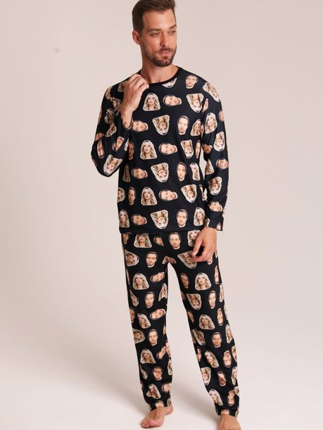 20 pijama casal personalizado com foto longo preto