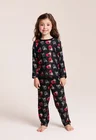 06 pijama infantil longo e roupa pet personalizado preto