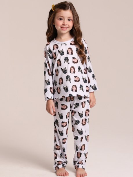 35 pijama casal personalizado com foto longo branco