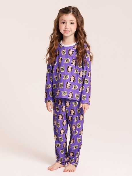 19 pijama casal personalizado com foto longo roxo m g