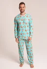 01 pijama casal personalizado com foto longo turquesa