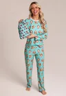 16 pijama casal personalizado com foto longo turquesa