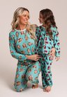 21 pijama casal personalizado com foto longo turquesa