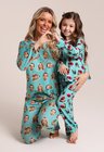 22 pijama casal personalizado com foto longo turquesa