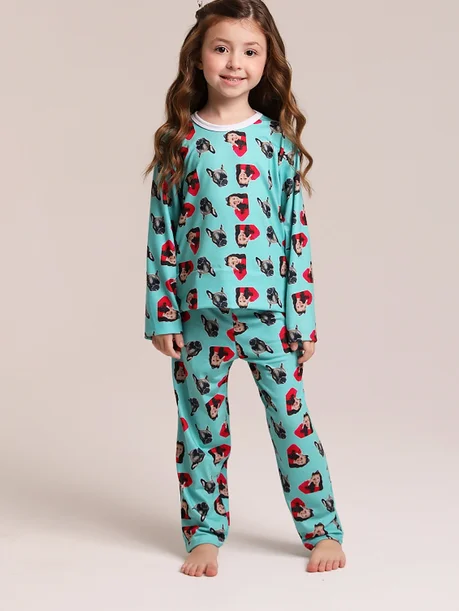 26 pijama casal personalizado com foto longo turquesa