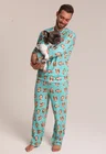 36 pijama casal personalizado com foto longo turquesa