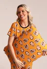 20 pijama casal personalizado com foto curto laranja