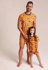 23 pijama casal personalizado com foto curto laranja