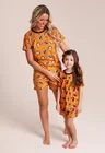 29 pijama casal personalizado com foto curto laranja