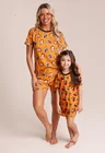 30 pijama casal personalizado com foto curto laranja