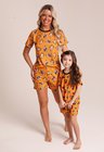 31 pijama casal personalizado com foto curto laranja