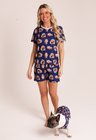01 tal mae tal pet personalizado pijama feminino curto e roupa pet azul marinho