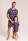 01 tal pai tal filho a pijama personalizado masculino curto e infantil azul marinho