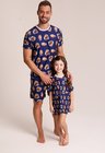 02 tal pai tal filho a pijama personalizado masculino curto e infantil azul marinho