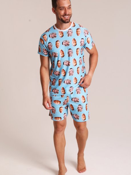02 pijama personalizado masculino curto azul bebe
