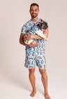01 tal pai tal pet pijama personalizado masculino curto e roupa pet azul bebe