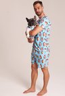 02 tal pai tal pet pijama personalizado masculino curto e roupa pet azul bebe