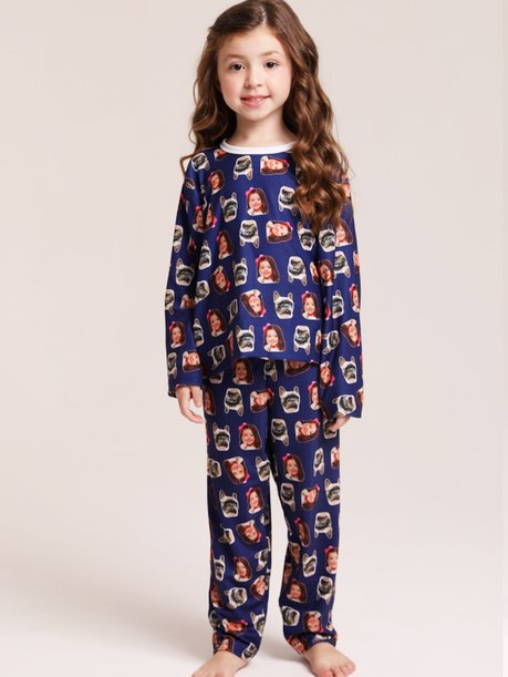 36 pijama personalizado infantil longo azul marinho