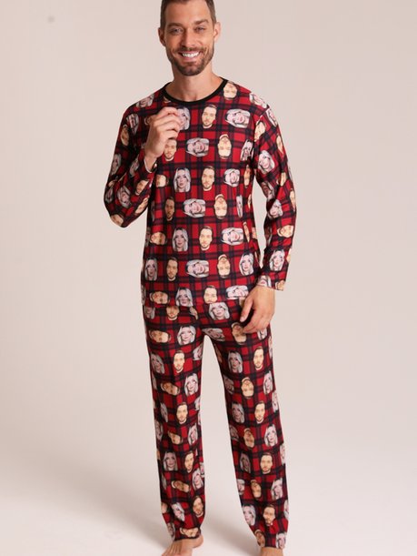 07 pijama personalizado masculino longo xadrez red