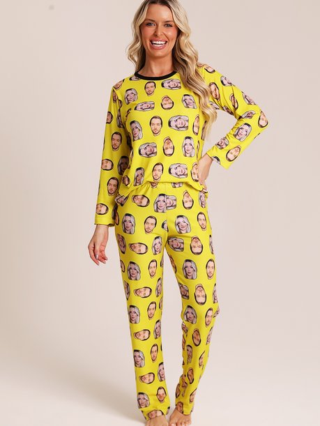 11 pijama personalizado feminino longo amarelo