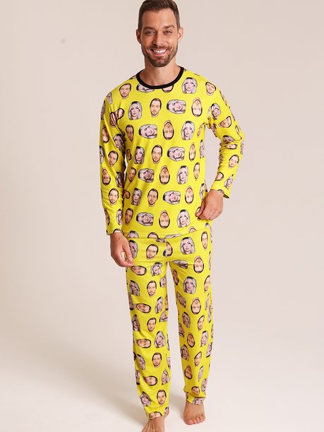 18 pijama personalizado feminino longo amarelo