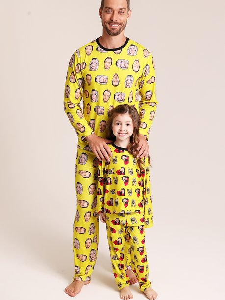 22 pijama personalizado feminino longo amarelo