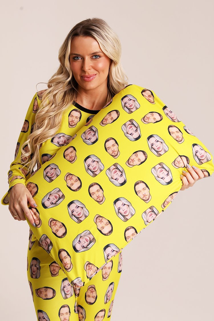 26 pijama personalizado feminino longo amarelo