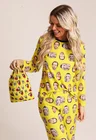 28 pijama personalizado feminino longo amarelo
