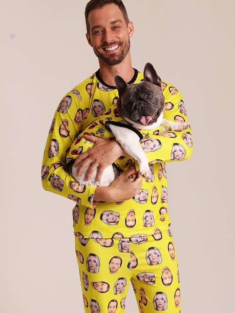 31 pijama personalizado feminino longo amarelo