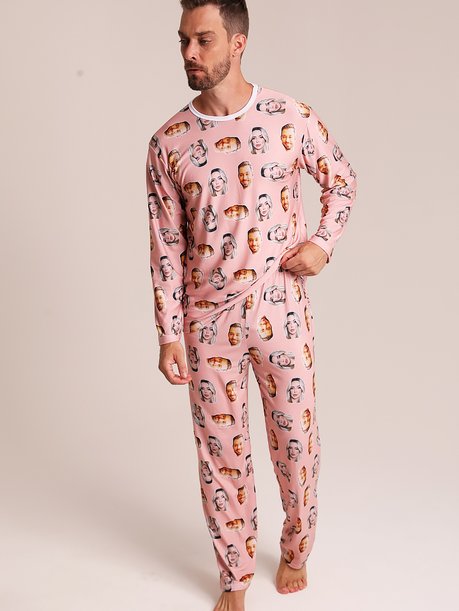 04 pijama personalizado feminino longo rosa salmao