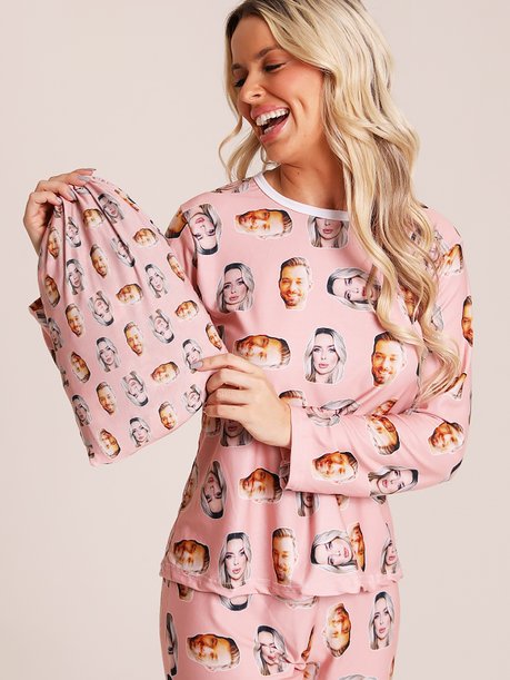 32 pijama personalizado feminino longo rosa salmao