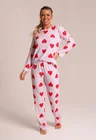 02 pijama feminino longo coracoes love