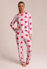 04 pijama feminino longo coracoes love