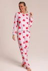 05 pijama feminino longo coracoes love