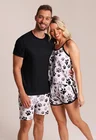 26 casal short masculino feminino regata patinhas preto e branco