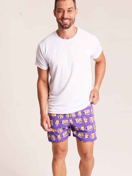 18 short casal personallizado com foto roxo