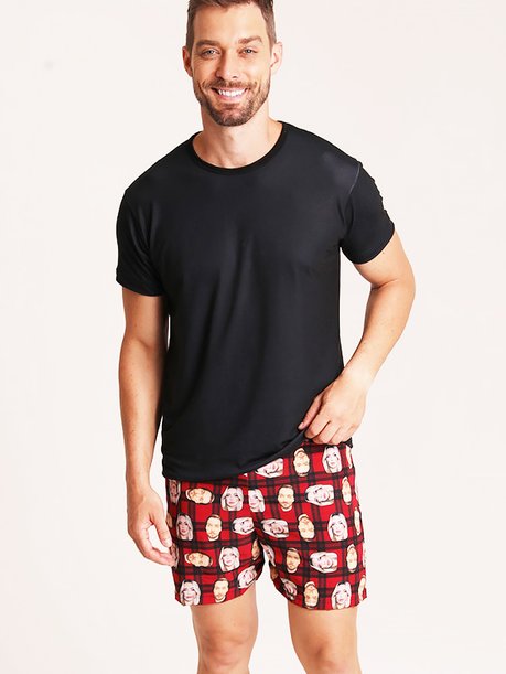 42 short casal personallizado com foto xadrez red