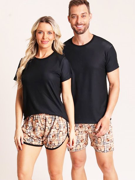 50 short casal personallizado com foto xadrez