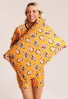 01 pijama personalizado feminino curto fronha tapa olho meia laranja