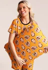 02 pijama personalizado feminino curto fronha tapa olho meia laranja