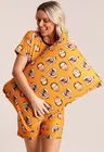 03 pijama personalizado feminino curto fronha tapa olho meia laranja